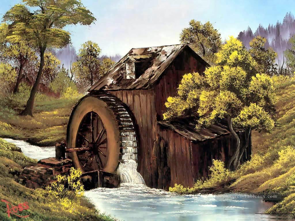le vieux moulin Style de Bob Ross Peintures à l'huile